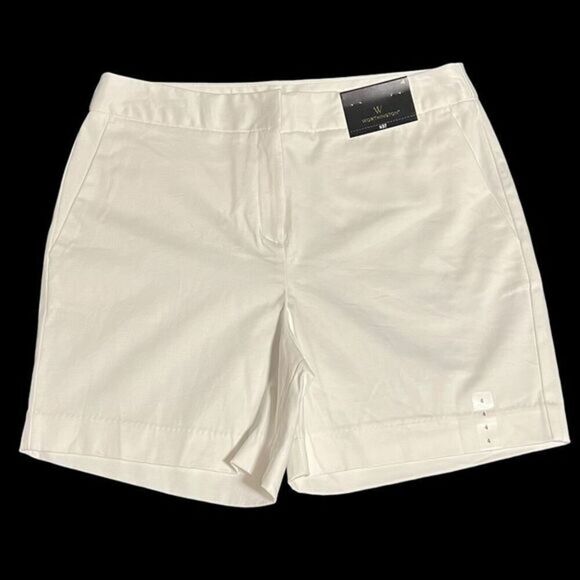 Worthington Pants - Worthington White Cotton Blend Tailored Shorts Women's Summer Casual Size 4